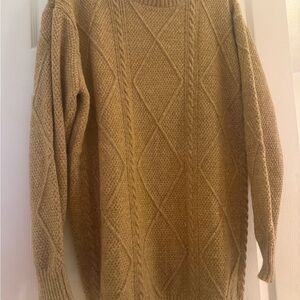 Woman’s Cable Knit Sweater Dress- Tan